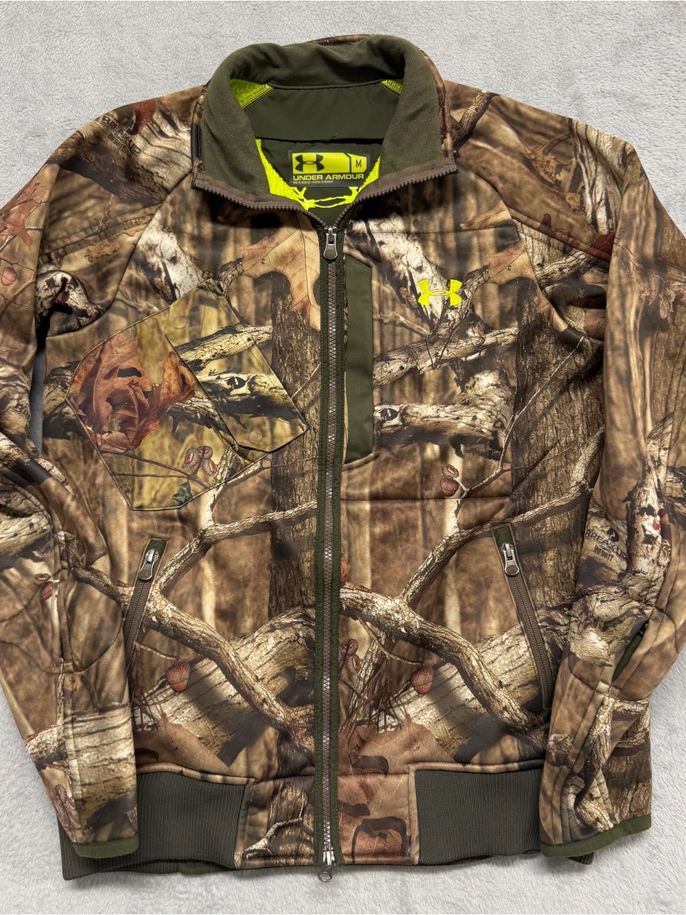 Under Armour Jacket Mens Medium Green Camo ColdGear Scent Control Hunting